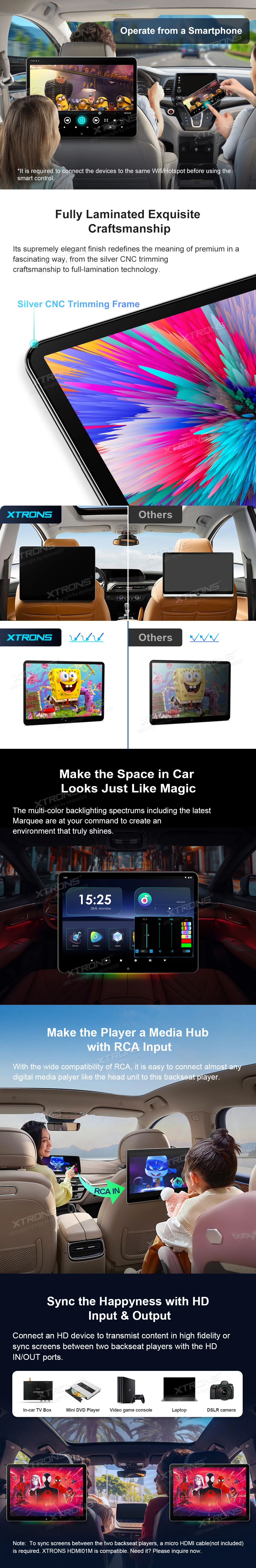 14 inch Android Headrest Screen with QHD IPS Display, HD Input and Output and Screen Mirroring | HM141ABS: XTRONS specification poster 3 of 5