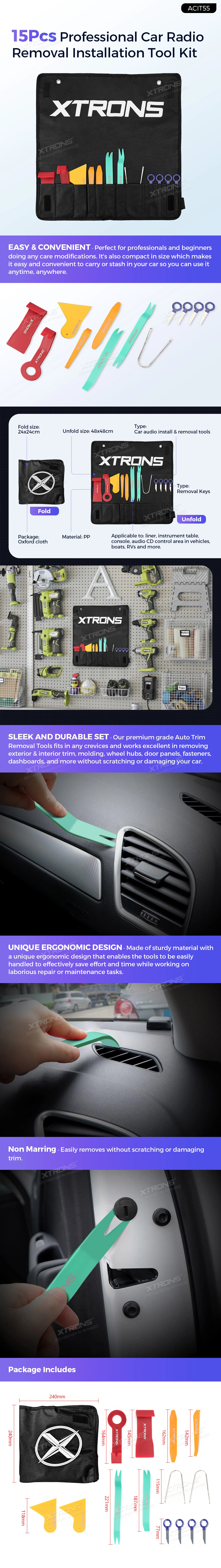15 Piece Car Radio Removal and Trim Tool Kit | ACIT55: XTRONS specification poster 1 of 1