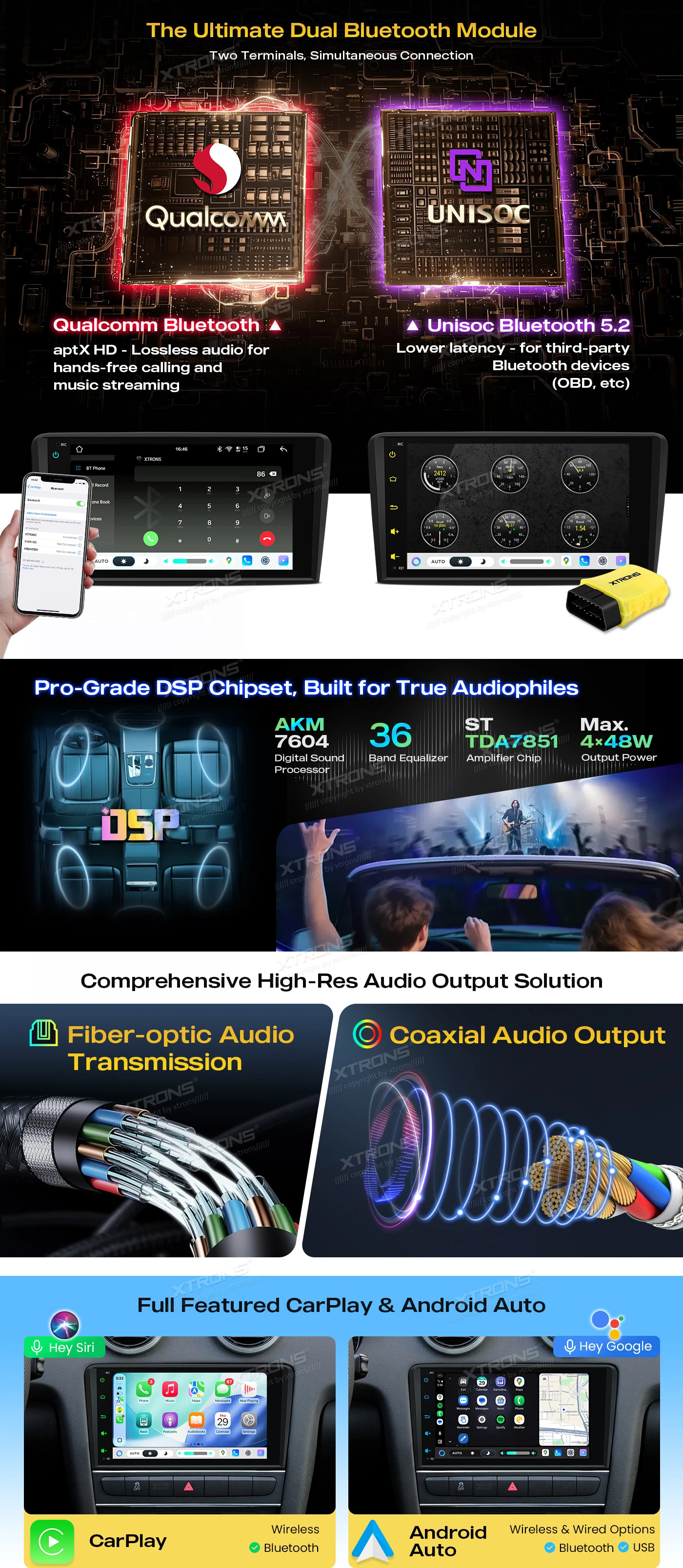 Audi A3 8P 8 inch Android Head Unit with Wireless CarPlay, Android Auto and AKM DSP | IMH84A3AL: XTRONS specification poster 3 of 6