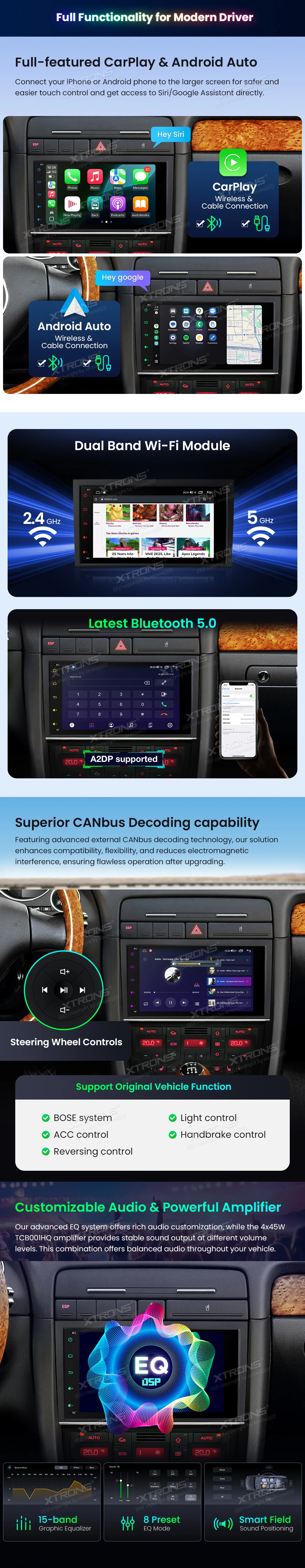 Audi A4 B6/B7 and SEAT Exeo 8 inch Android Head Unit with Wireless CarPlay and Android Auto | IDS80A4AL: XTRONS specification poster 3 of 6