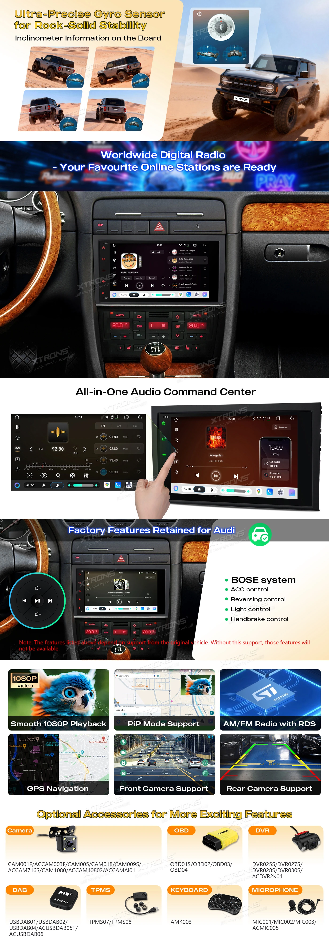Audi A4 B6 B7 and SEAT Exeo 8 inch Android Head Unit with Wireless CarPlay, Android Auto and 4G | IMH84A4AL: XTRONS specification poster 4 of 5