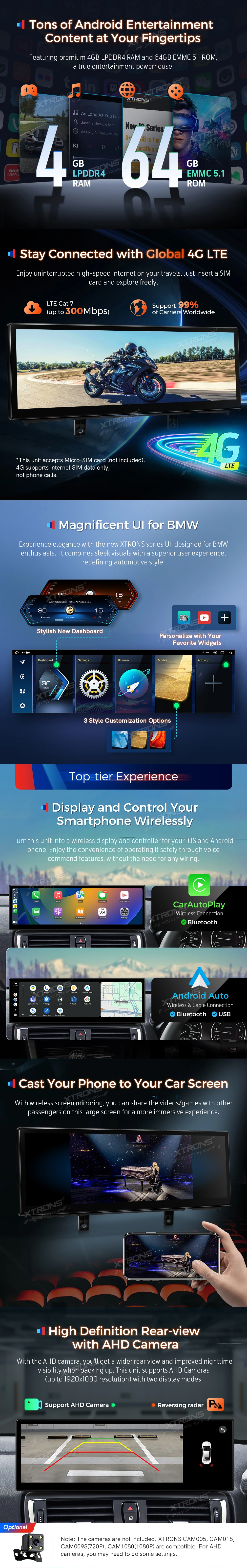 BMW 1 and 2 Series 14.9 inch Android 13 Head Unit with Wireless CarPlay, Android Auto and 4G | QLB42NENBR: XTRONS specification poster 3 of 5