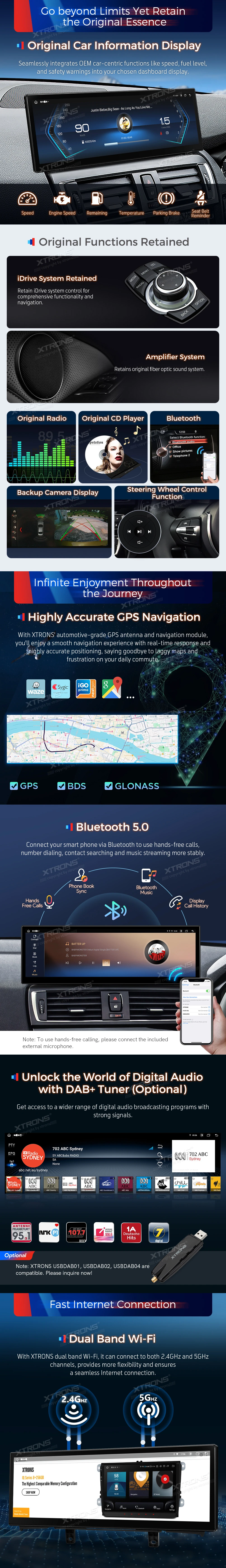 BMW 1 and 2 Series 14.9 inch Android 13 Head Unit with Wireless CarPlay, Android Auto and 4G | QLB42NENBR: XTRONS specification poster 4 of 5
