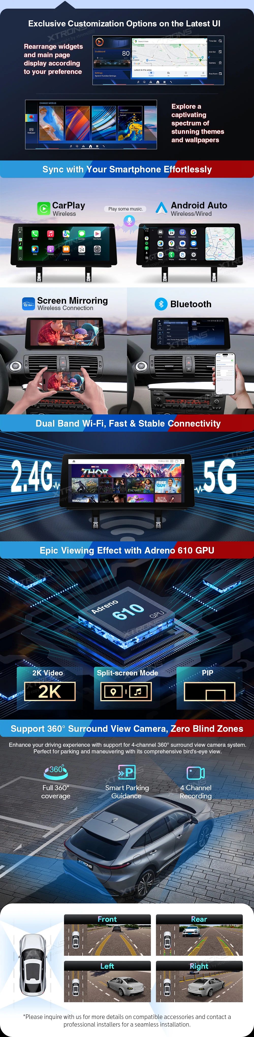 BMW 1 Series E81 E82 E87 E88 12.3 inch Android Screen with Wireless CarPlay and 4G | QGB24UMB12E87L: XTRONS specification poster 4 of 6