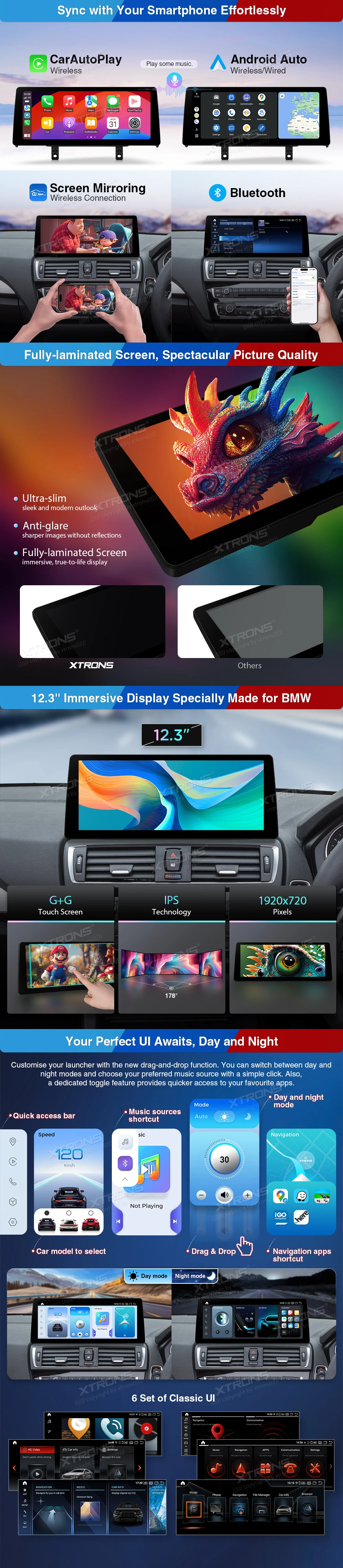 BMW 1 Series F20 and 2 Series F22 NBT 12.3 inch Android Screen with Wireless CarPlay and 4G | QGB24NB12NER: XTRONS specification poster 2 of 4