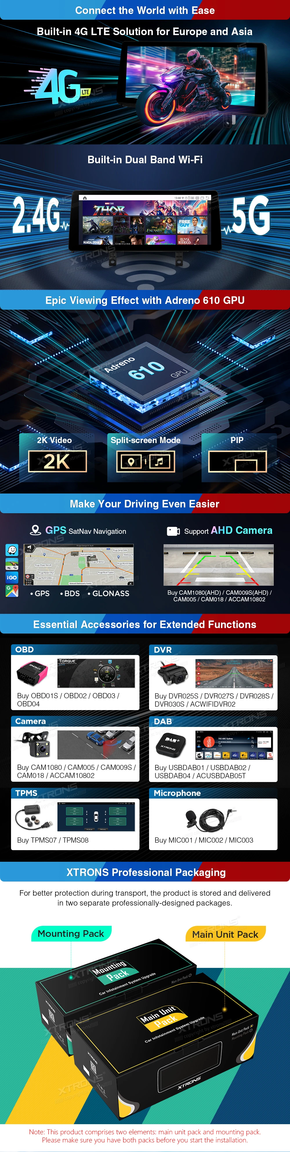 BMW 1 Series F20 and 2 Series F22 NBT 12.3 inch Android Screen with Wireless CarPlay and 4G | QGB24NB12NER: XTRONS specification poster 3 of 4