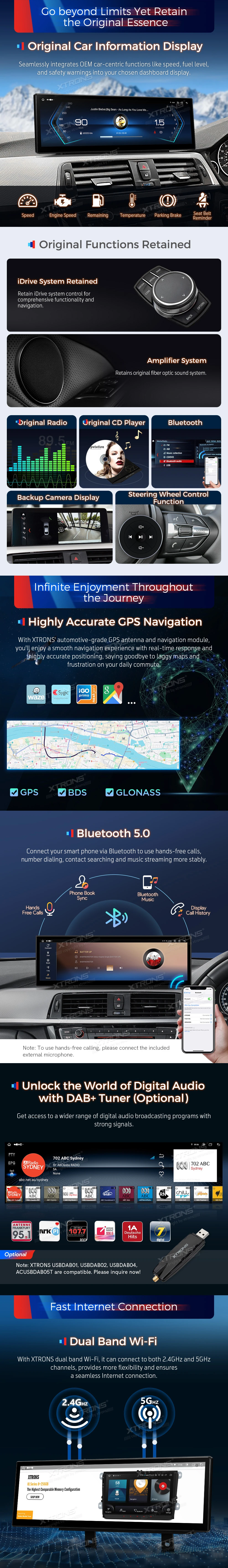 BMW 3 Series and 4 Series 14.9 inch Android Screen with Wireless CarPlay, Android Auto and 4G | QLBH44THEVR3: XTRONS specification poster 4 of 6