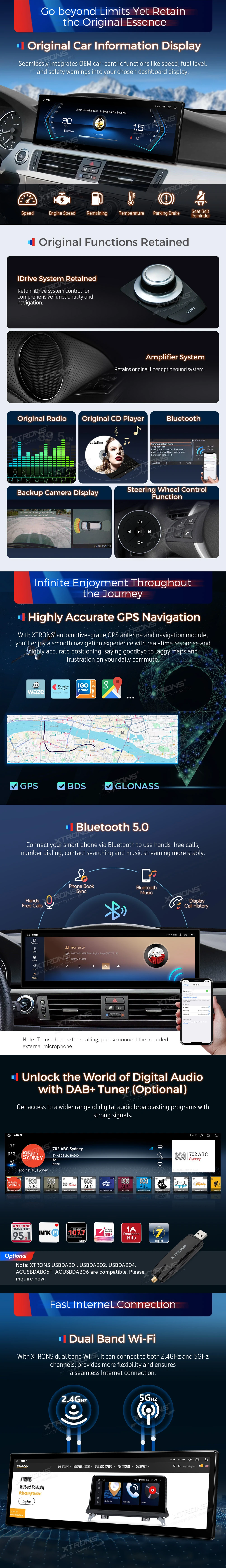 BMW 3 Series E90 CCC 14.9 Inch Android Head Unit with Wireless CarPlay, Android Auto and 4G | QLBX4492CC3: XTRONS specification poster 4 of 5