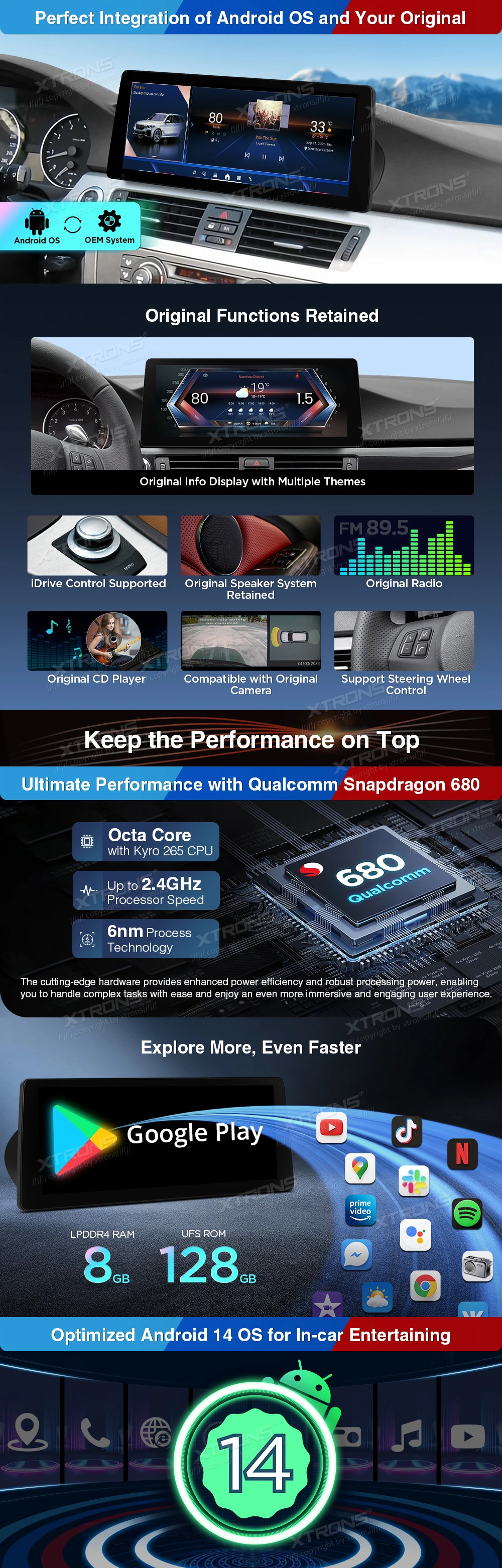 BMW 3 Series E90 E91 E92 E93 CCC 12.3 inch 2K Android Screen with Wireless CarPlay and 4G | QGB24CCB12E92: XTRONS specification poster 2 of 6