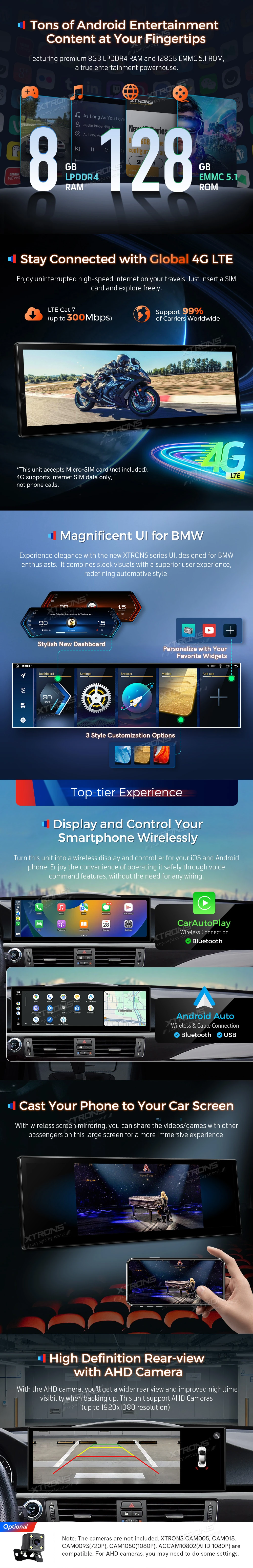 BMW 3 Series E90-E93 CCC 14.9 inch Android Head Unit with Wireless CarPlay, Android Auto and 4G | QLBH4492CC3: XTRONS specification poster 3 of 5