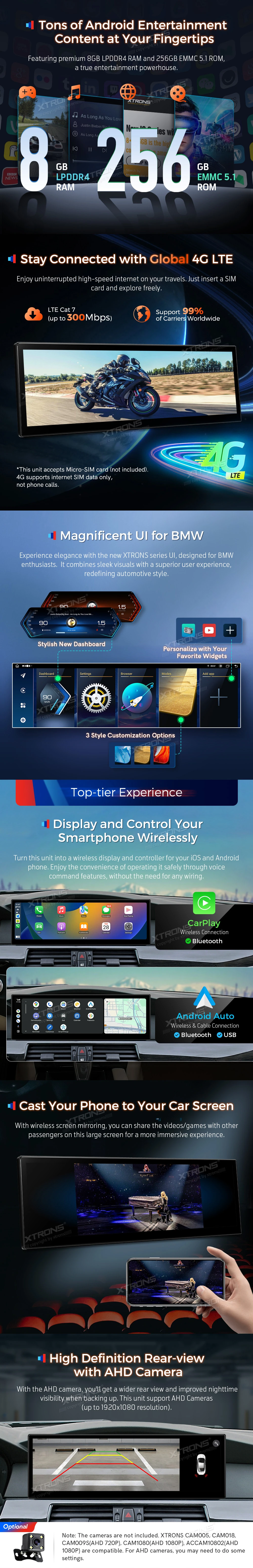 BMW 5 Series E60 E61 and M5 CCC 14.9 inch Android 14 Head Unit with Wireless CarPlay and 4G | QLBX4460CC3: XTRONS specification poster 3 of 5