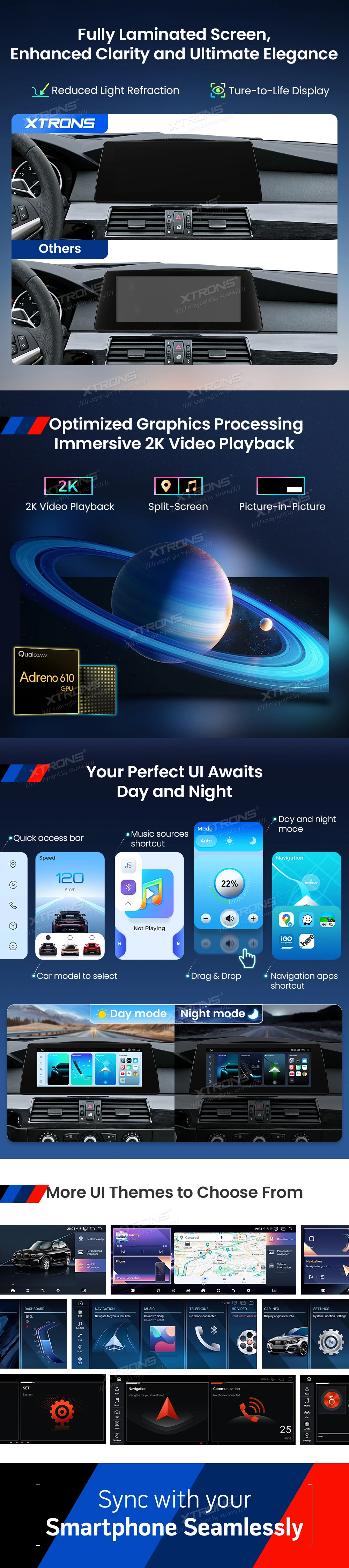 BMW 5 Series E60 E61 CCC 10.25 inch Android Screen with Wireless CarPlay, Android Auto and 4G | QBBH14CCB12E60: XTRONS specification poster 3 of 6