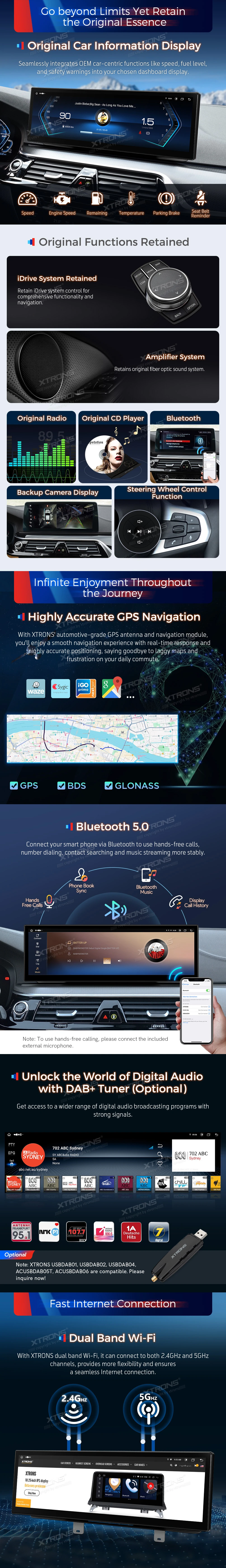 BMW 5 Series G30 G31 EVO 14.9 inch Android Screen with Wireless CarPlay, Android Auto and 4G | QLBX44FVEV3: XTRONS specification poster 4 of 6