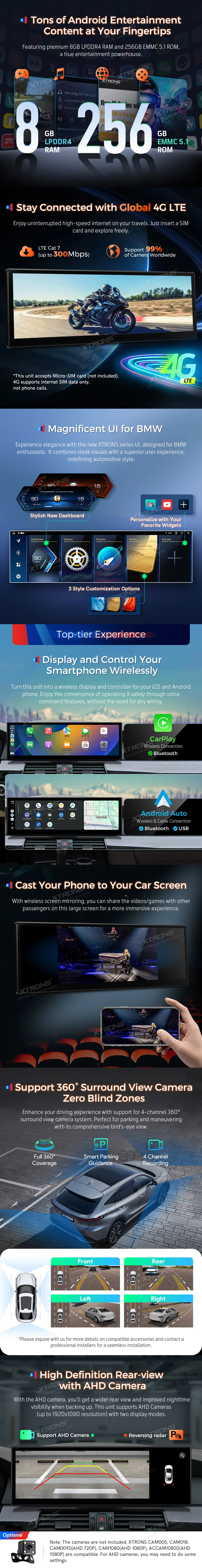 BMW 6 Series and M6 E63 E64 CCC 14.9 inch Android 14 Head Unit with Wireless CarPlay and 4G | QLBX4463CC3: XTRONS specification poster 3 of 6