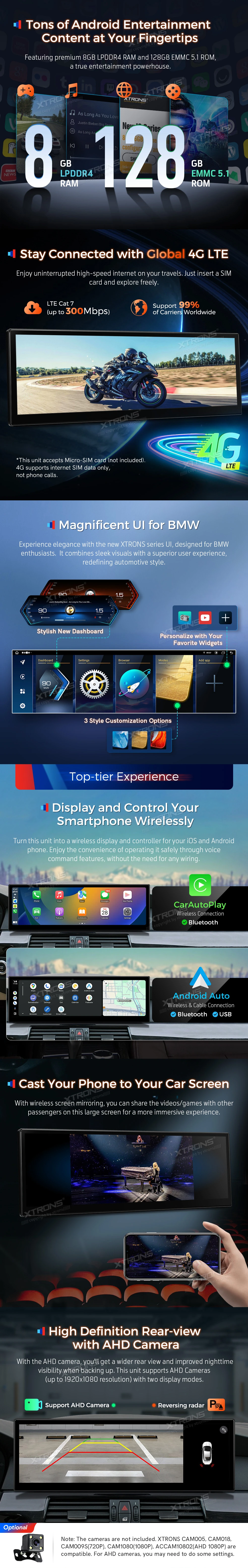 BMW 6 Series E63 E64 CCC 14.9 inch Android Screen with Wireless CarPlay, Android Auto and 4G | QLBH4463CC3: XTRONS specification poster 3 of 5