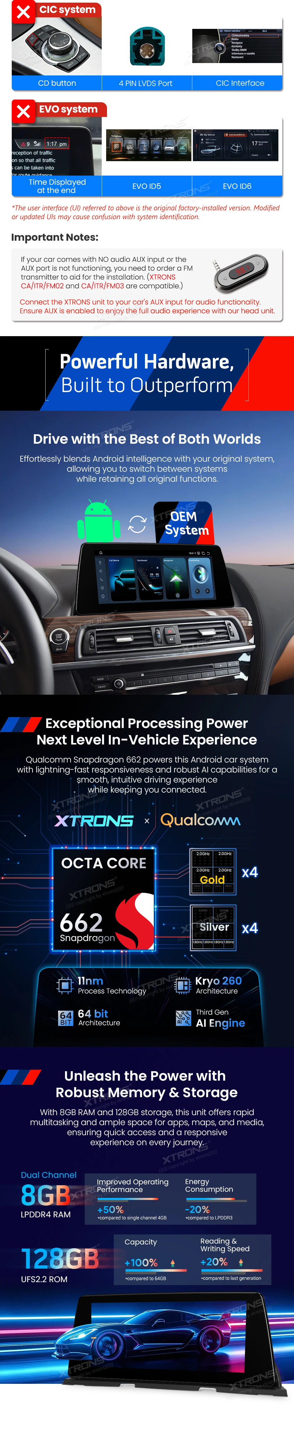 BMW 6 Series F06 F12 F13 NBT 10.25 inch Android Screen with Wireless CarPlay, Android Auto and 4G | QBBH14NB12SX: XTRONS specification poster 2 of 6