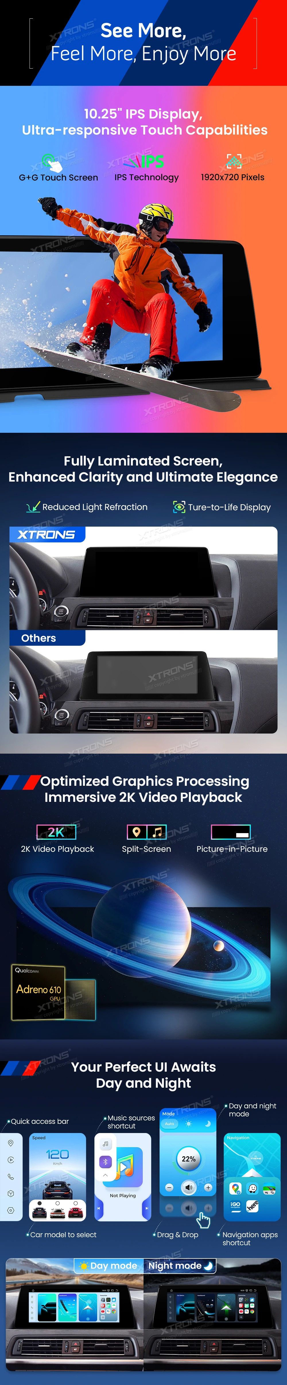 BMW 6 Series F06 F12 F13 NBT 10.25 inch Android Screen with Wireless CarPlay, Android Auto and 4G | QBBH14NB12SX: XTRONS specification poster 3 of 6