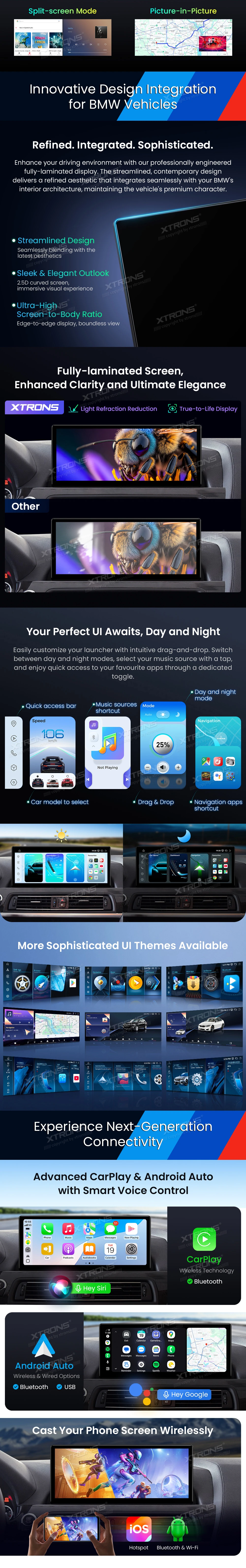 BMW 6 Series F06/F12/F13 NBT 12.3″ Android Screen with Wireless CarPlay and 4G | QWBX24NB12SX: XTRONS specification poster 3 of 6