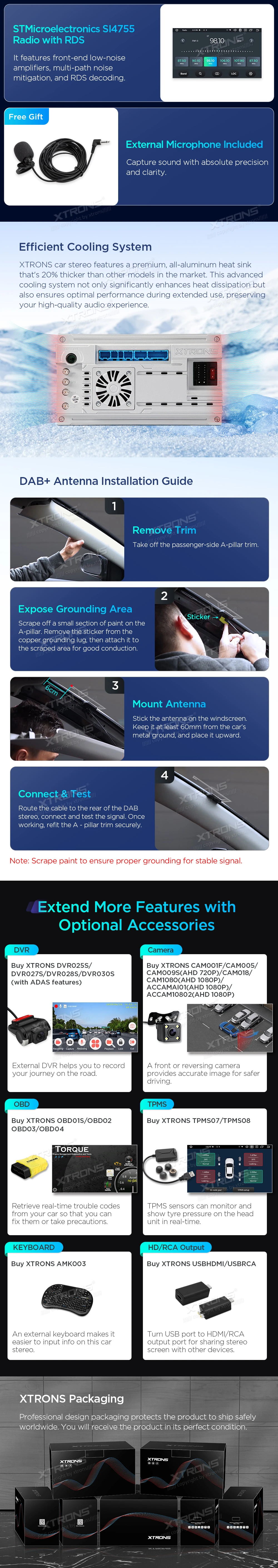 BMW E39 9 inch Android Head Unit with Wireless CarPlay, Android Auto and DAB+ | PXP9439BGDAB: XTRONS specification poster 6 of 7