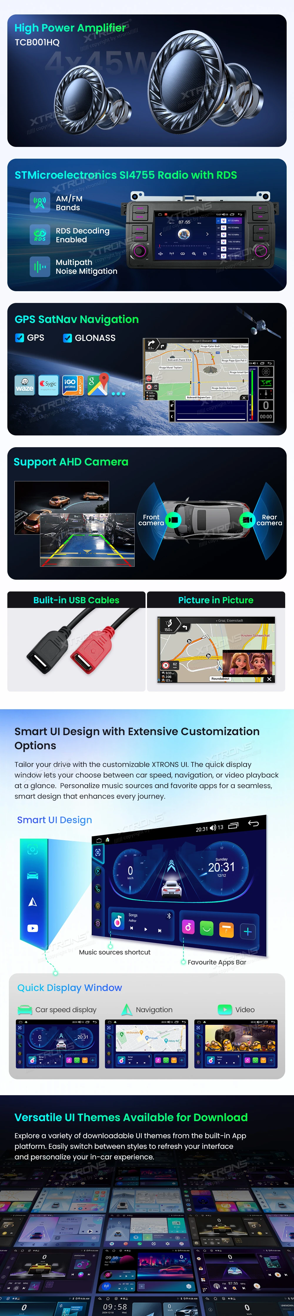 BMW E46, Rover 75 and MG ZT 7 Inch Android Head Unit with Wireless CarPlay and Android Auto | IDS7046BL: XTRONS specification poster 5 of 7