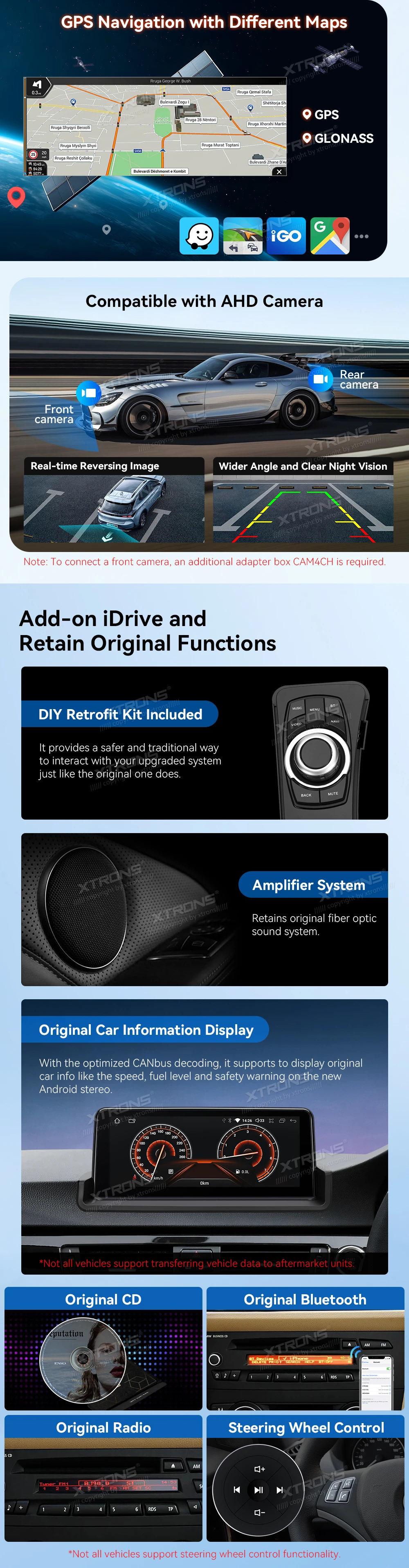 BMW E90 E91 E92 E93 10.25 inch Android Screen for Cars Without a Display, with Wireless CarPlay | QDB1090UNR: XTRONS specification poster 4 of 6