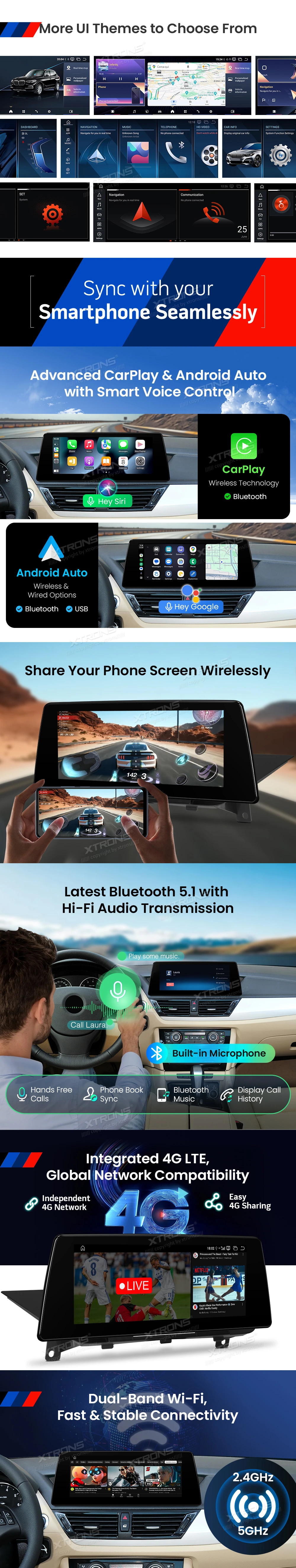 BMW X1 E84 CIC 10.25 inch Android 14 Screen with Wireless CarPlay, Android Auto and 4G | QBBH14CIB12X1: XTRONS specification poster 4 of 6