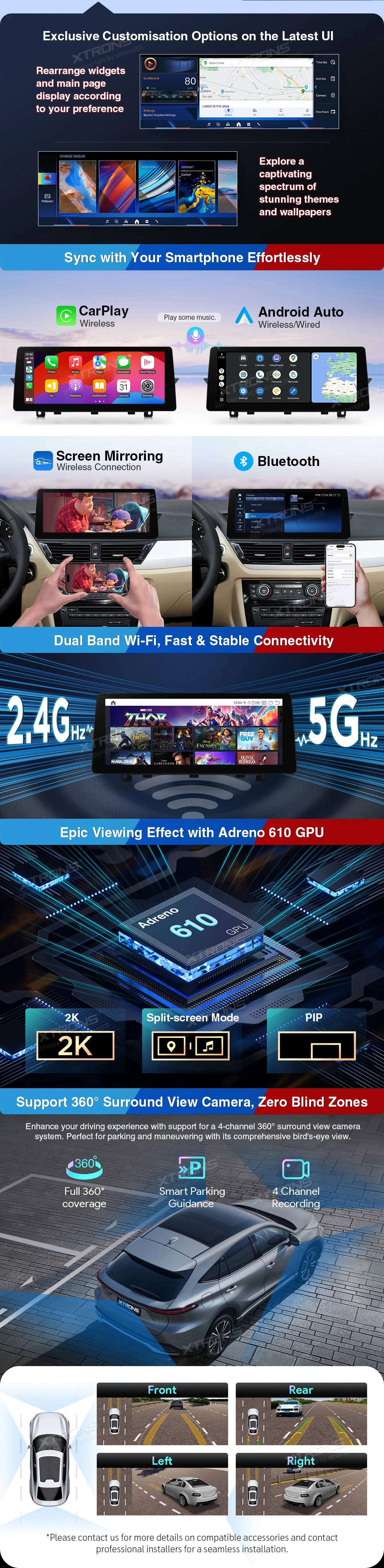 BMW X1 E84 CIC 12.3 inch Android Screen with Wireless CarPlay, Android Auto and 4G | QGBS25CIB12X1: XTRONS specification poster 4 of 6