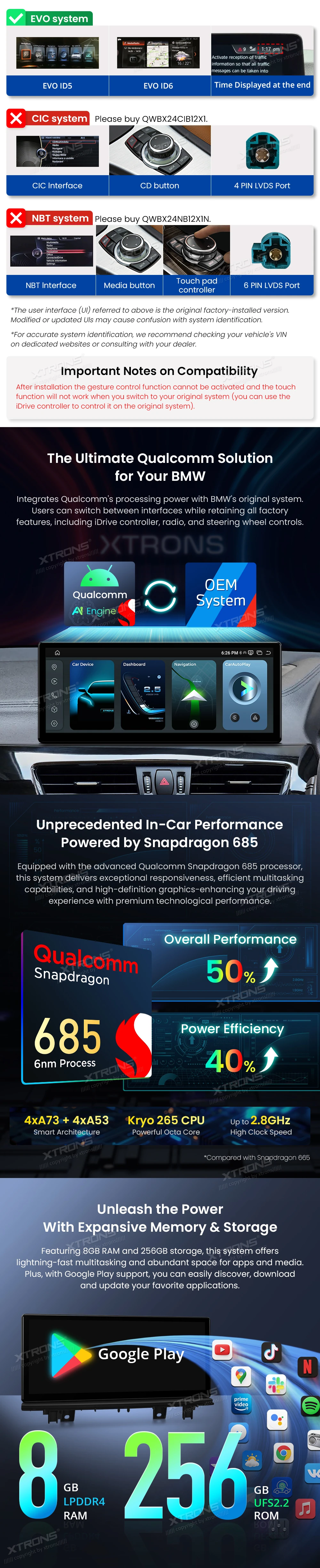 BMW X1 F48 and X2 F39 EVO 12.3 Inch Android Head Unit with Wireless CarPlay and 4G | QWBX24EVB12X1N: XTRONS specification poster 2 of 8