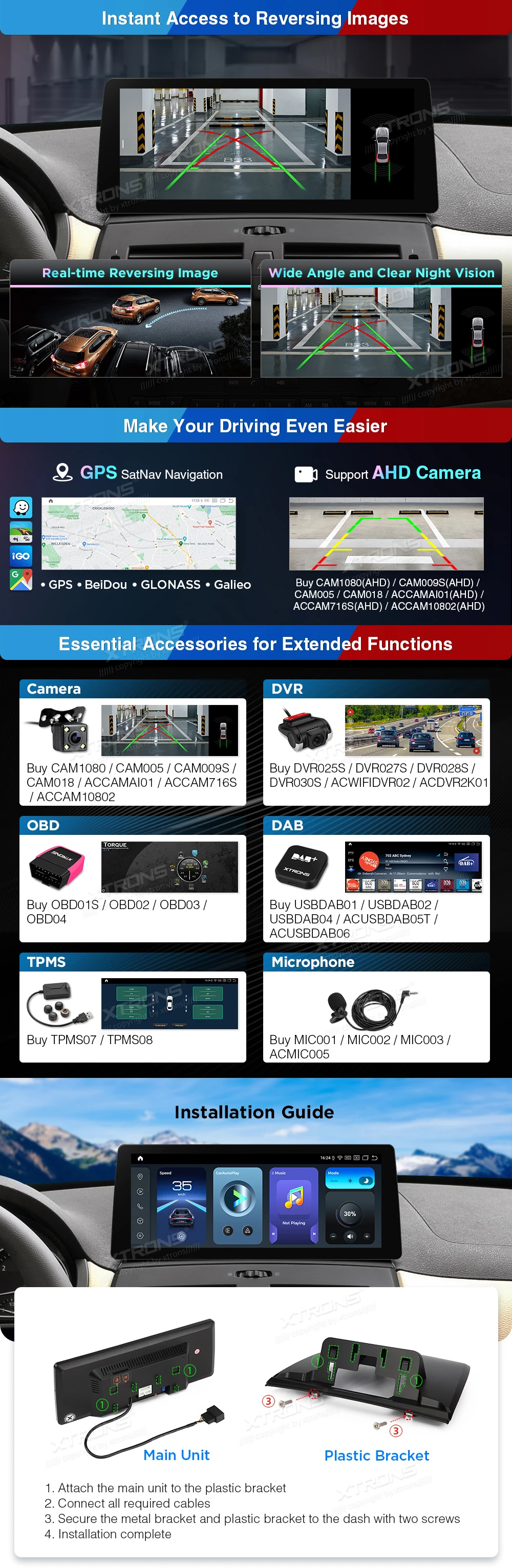 BMW X3 E83 12.3″ 2K Android Screen with Wireless CarPlay, Android Auto and 4G | QGB24X3MK: XTRONS specification poster 5 of 6
