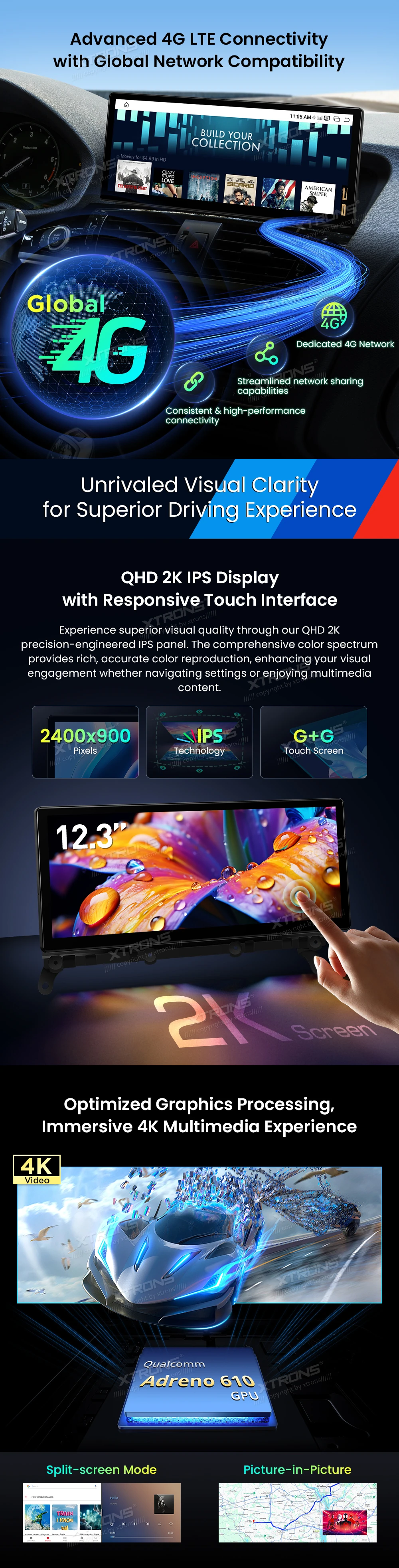 BMW X3 F25 and X4 F26 EVO 12.3 inch 2K Android Screen with Wireless CarPlay and Android Auto | QWBX24EVB12X3: XTRONS specification poster 3 of 8