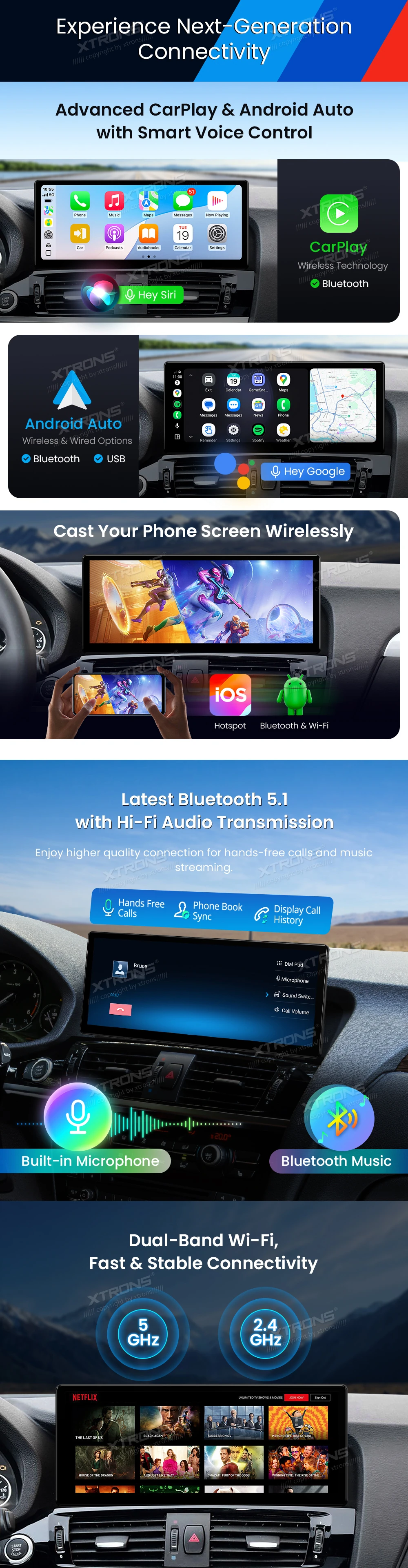 BMW X3 F25 and X4 F26 EVO 12.3 inch 2K Android Screen with Wireless CarPlay and Android Auto | QWBX24EVB12X3: XTRONS specification poster 5 of 8