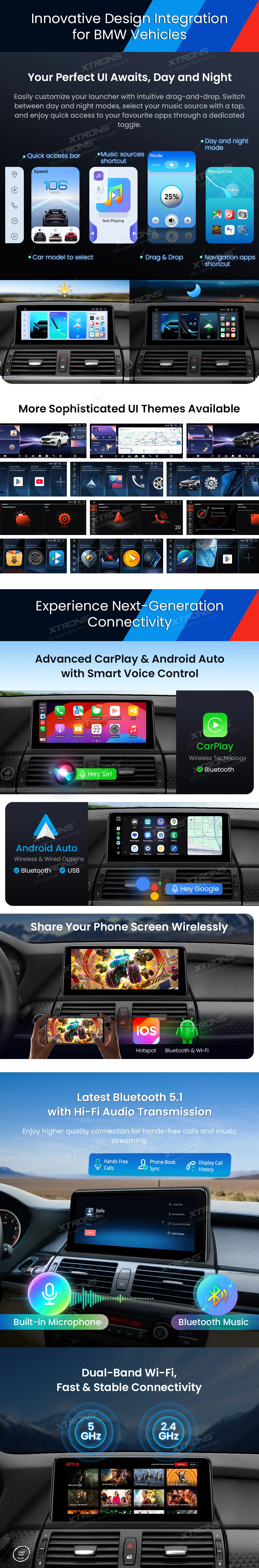 BMW X5 E70 and X6 E71 CIC 10.25 inch Android Screen with Wireless CarPlay and 4G | QWBX14X5CI: XTRONS specification poster 3 of 5