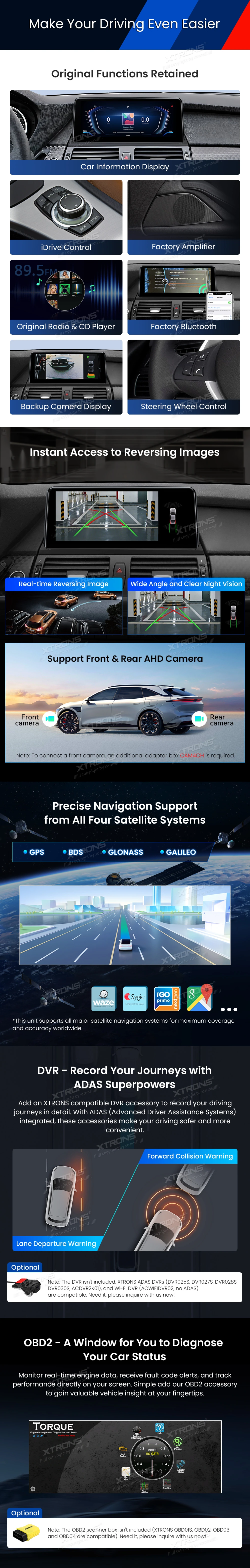 BMW X5 E70 and X6 E71 CIC 10.25 inch Android Screen with Wireless CarPlay and 4G | QWBX14X5CI: XTRONS specification poster 4 of 5