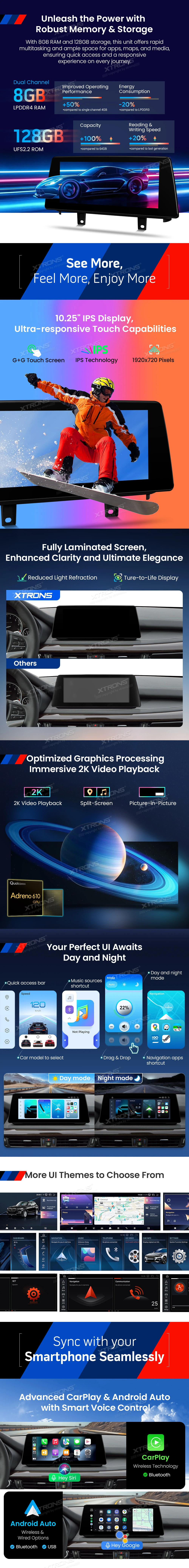 BMW X5 F15 and X6 F16 NBT 10.25 Inch Android Head Unit with Wireless CarPlay and 4G | QBBH14NB12X5N: XTRONS specification poster 2 of 4