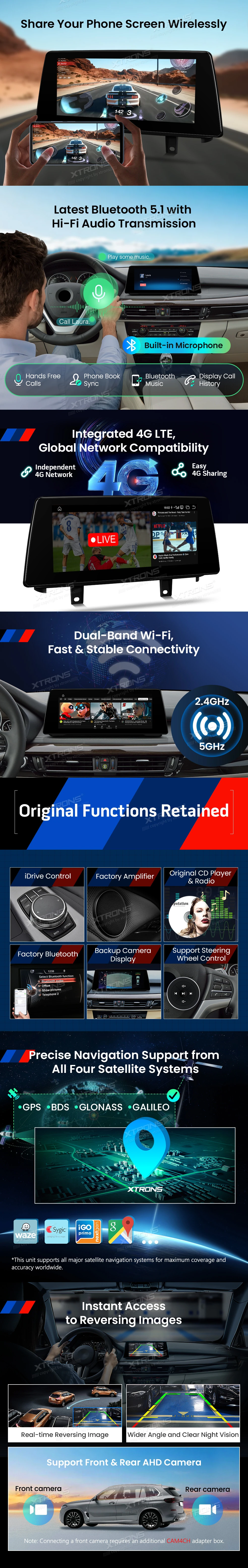 BMW X5 F15 and X6 F16 NBT 10.25 Inch Android Head Unit with Wireless CarPlay and 4G | QBBH14NB12X5N: XTRONS specification poster 3 of 4