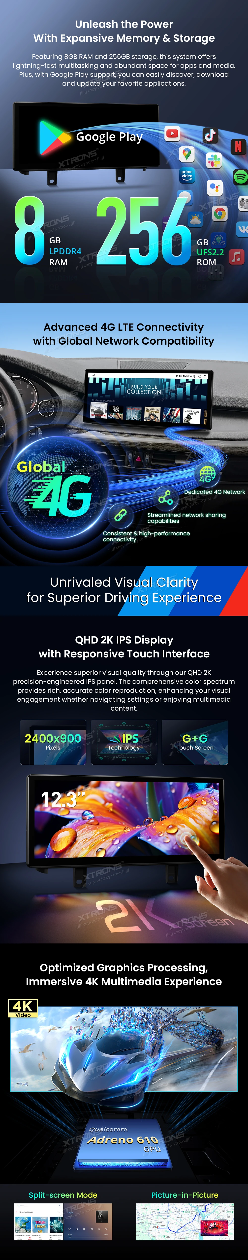 BMW X5 F15 and X6 F16 NBT 12.3 inch Android Screen with Wireless CarPlay and Android Auto | QWBX24NB12X5N: XTRONS specification poster 2 of 5