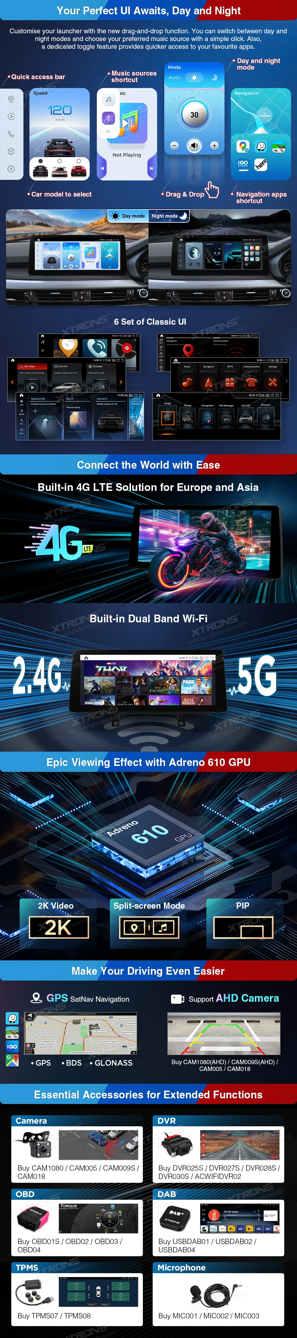 BMW X5 F15 and X6 F16 NBT EVO 12.3″ Android Screen with Wireless CarPlay and 4G | QGB24EVB12X5N: XTRONS specification poster 3 of 4