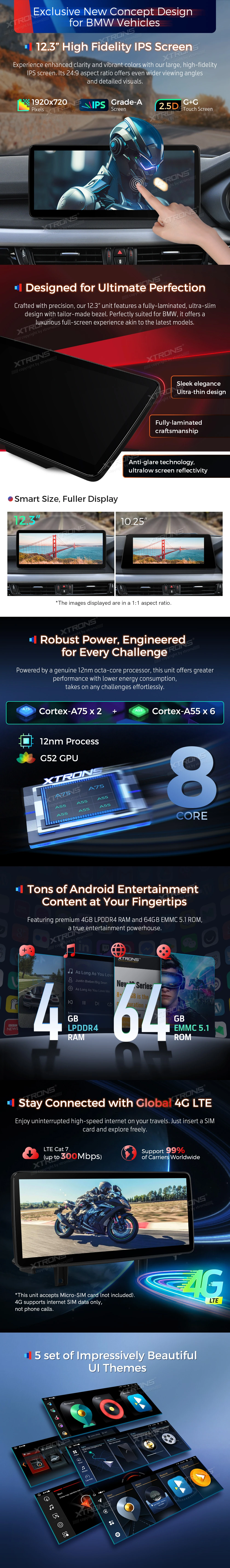 BMW X5 F15 / X6 F16 NBT EVO 12.3 inch Android Head Unit with Wireless CarPlay and 4G | QLB22EVB12X5N: XTRONS specification poster 2 of 5