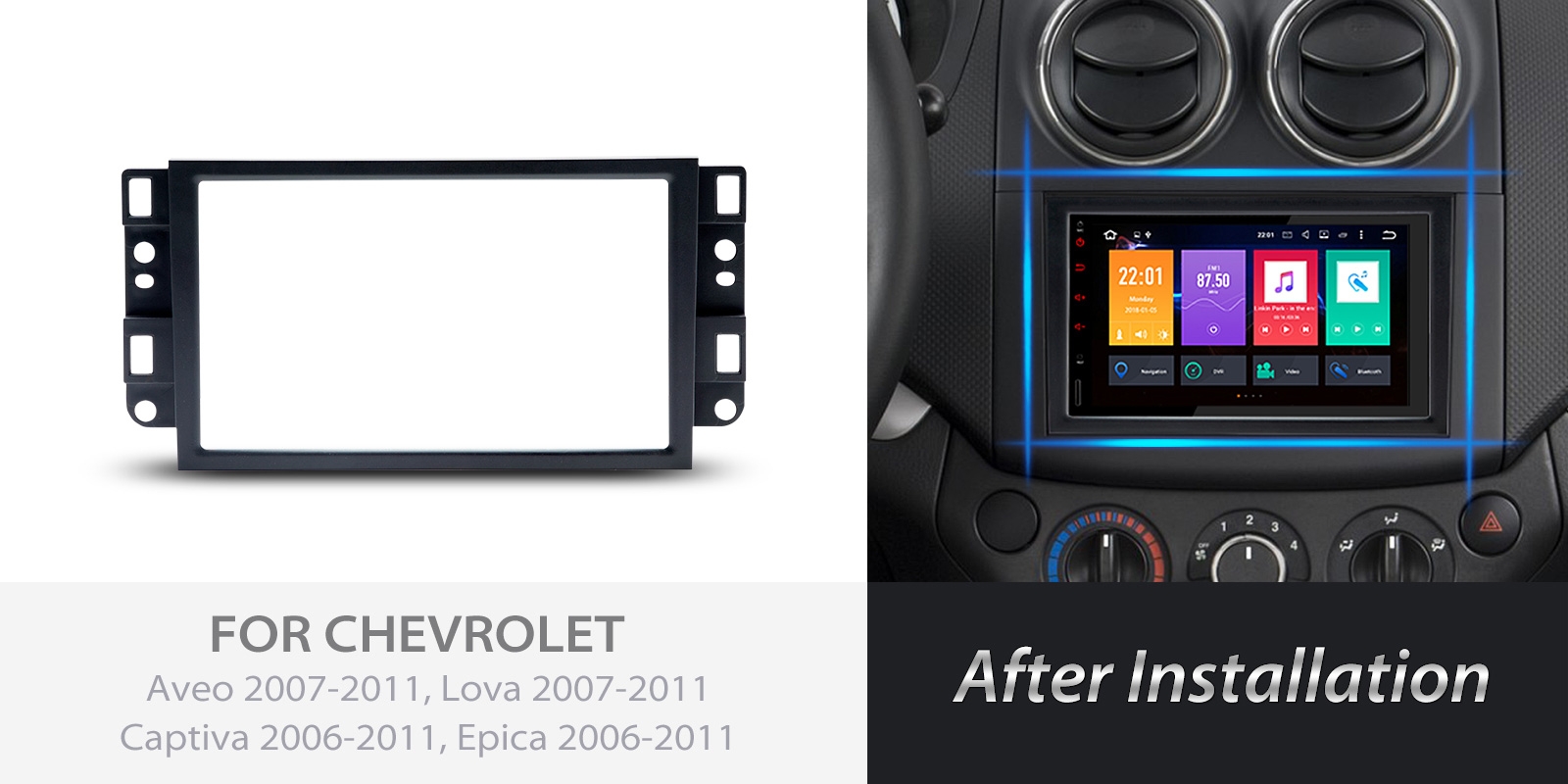 Chevrolet Aveo, Captiva and Epica Double DIN Fascia Panel | ICE/ACS/09-003, image 2 of 5