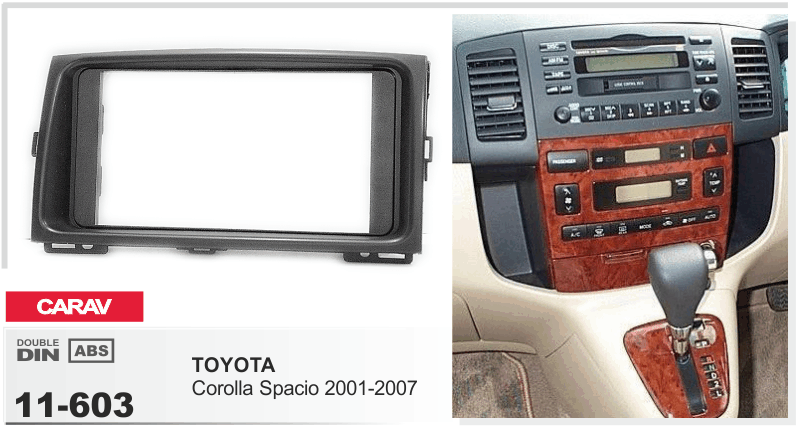 Toyota Corolla 2007-2013 Double DIN Stereo Fascia Panel | ICE/ACS/11-603: XTRONS specification poster 1 of 1