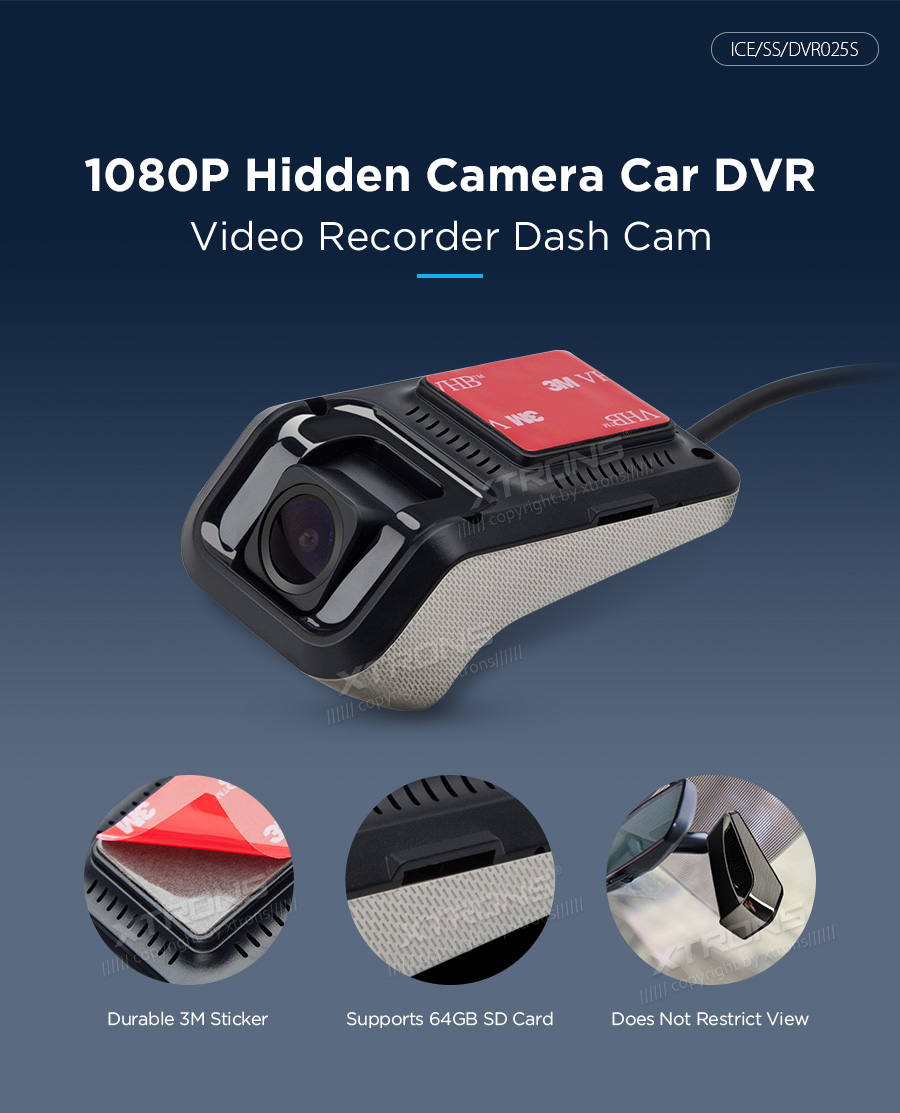 Universal 1080P Hidden USB Dash Cam for Android Head Units | ICE/SS/DVR025S: XTRONS specification poster 1 of 5