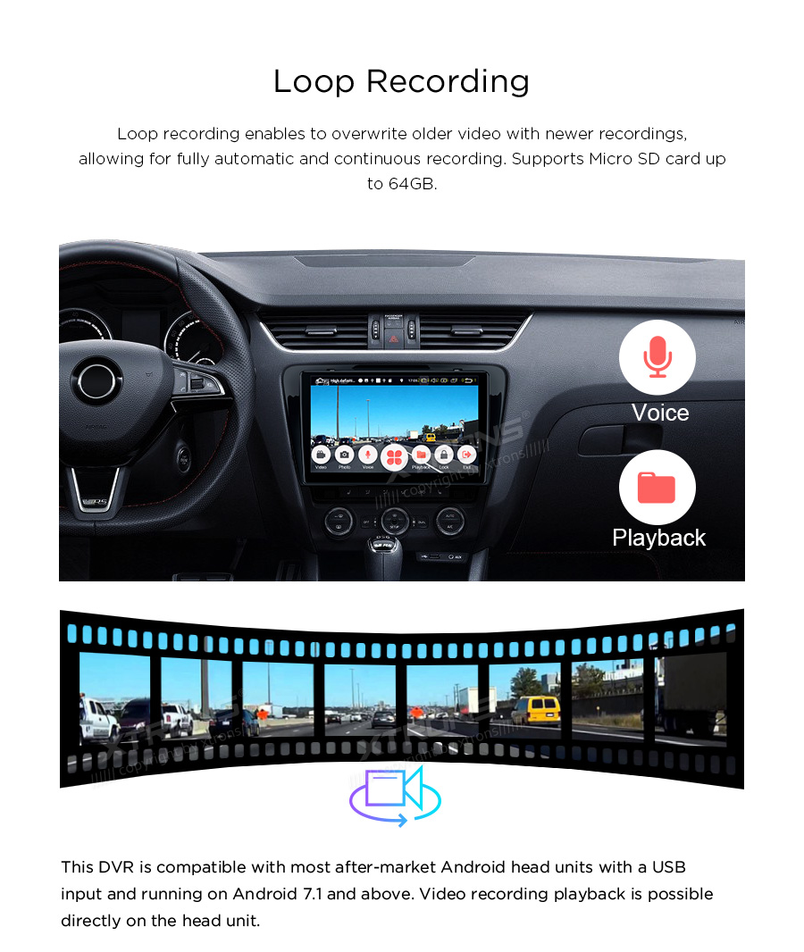 Universal 1080P Hidden USB Dash Cam for Android Head Units | ICE/SS/DVR025S: XTRONS specification poster 4 of 5
