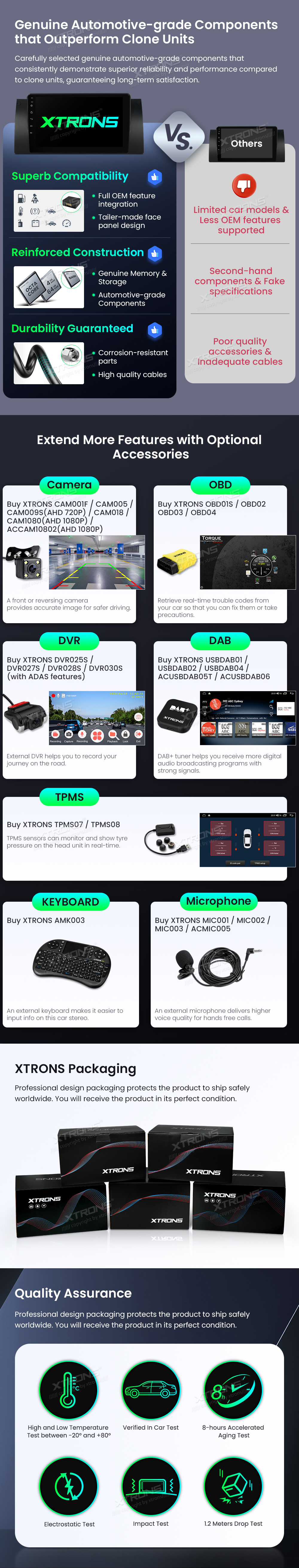 BMW X5 E53 9″ Android Head Unit with Wireless CarPlay, Android Auto and 4G | IDP9053B: XTRONS specification poster 5 of 6