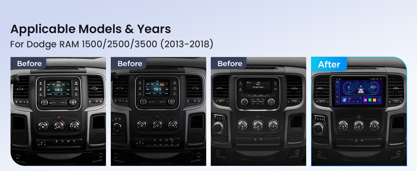 Dodge RAM 1500, 2500 and 3500 9 Inch Android Head Unit with Wireless CarPlay and Android Auto | IDSP90RMD: XTRONS specification poster 3 of 20