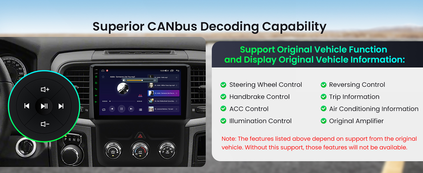 Dodge RAM 1500, 2500 and 3500 9 Inch Android Head Unit with Wireless CarPlay and Android Auto | IDSP90RMD: XTRONS specification poster 9 of 20