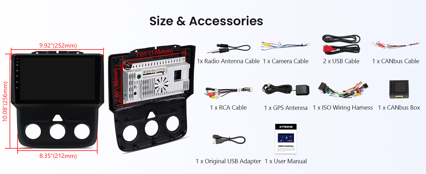 Dodge RAM 1500, 2500 and 3500 9 Inch Android Head Unit with Wireless CarPlay and Android Auto | IDSP90RMD: XTRONS specification poster 18 of 20