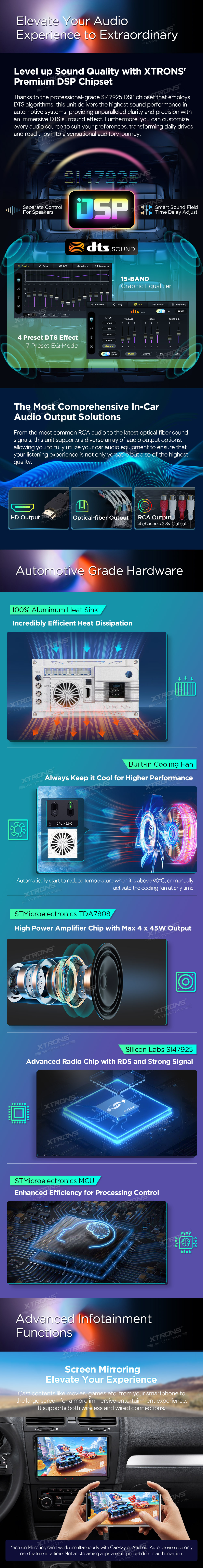 VW, Skoda and Seat 9 inch Android Head Unit with Wireless CarPlay, 4G and HDMI Output | IQ94MTVP: XTRONS specification poster 4 of 6