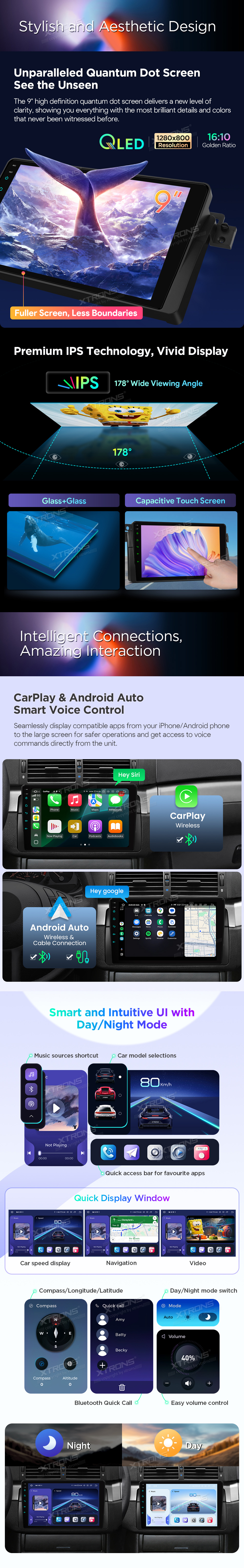 BMW E46, Rover 75 and MG ZT 9 inch Android Head Unit with Wireless CarPlay, 4G and HDMI Output | IQP9446BP: XTRONS specification poster 3 of 7