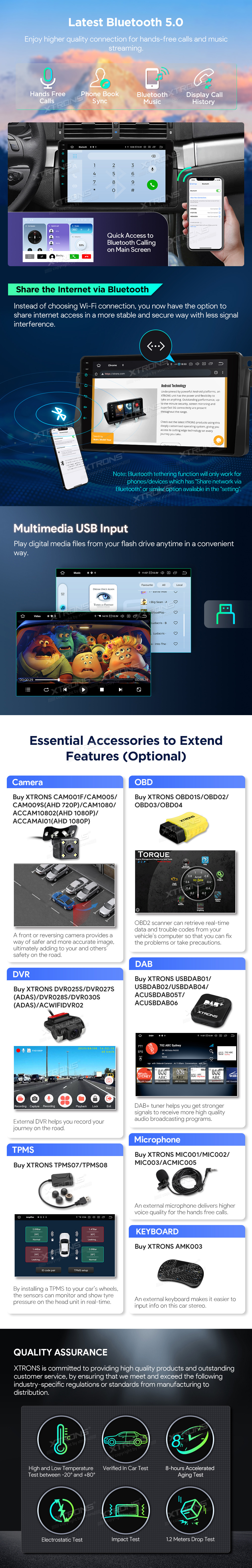 BMW E46, Rover 75 and MG ZT 9 inch Android Head Unit with Wireless CarPlay, 4G and HDMI Output | IQP9446BP: XTRONS specification poster 6 of 7