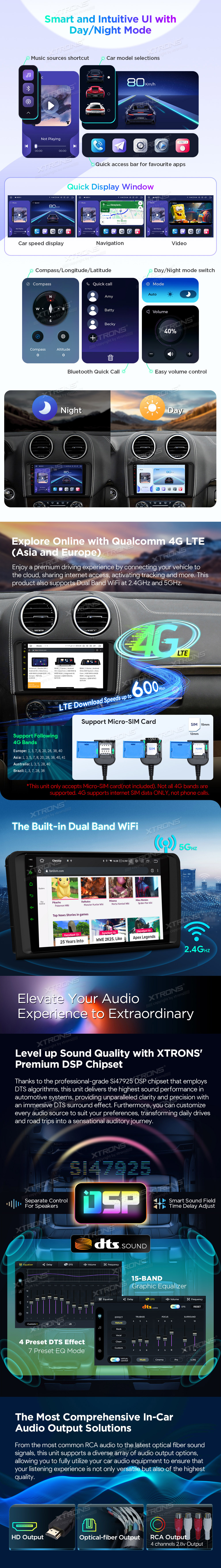 Mercedes-Benz ML W164 and GL X164 9″ Android Head Unit with Wireless CarPlay, 4G and HDMI Output | IQP94M164P: XTRONS specification poster 3 of 6